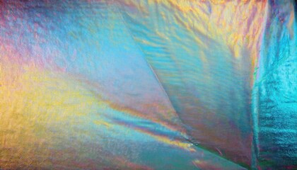 Aufkleber - Vibrant Iridescent Texture Background. Abstract Holographic Surface with Multicolor Reflections in Blue, Pink, and Gold Tones. Perfect for Creative Designs, Digital Art, and Futuristic Concepts