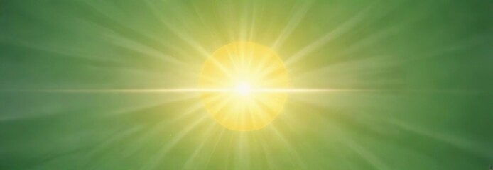 gradient green background with a bright yellow sun at the center, nature, serene