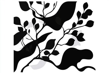 Wall Mural - A black-and-white minimalist line drawing of a leafless tree. 