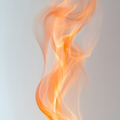 Wall Mural - A glowing, ember-like fire spiraling upwards with a soft, warm hue against a white canvas
