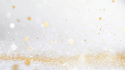 Wall Mural - A white background with gold glitter and a lot of small dots