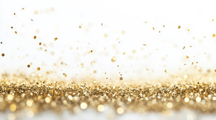 Wall Mural - A gold glittery background with many small gold glittery dots
