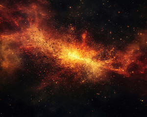 Wall Mural - A space filled with stars and a yellowish glow