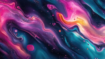 Wall Mural - Vibrant Abstract Cosmic Swirl in Pink and Blue Colors