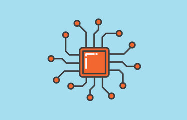 Microchip Vector Illustration. Microchip Outline Icon