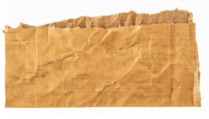 Wall Mural - Torn, Crumpled, and Textured Brown Paper Fabric with Uneven Edges and Creases. Vintage Material Concept for Crafting, Textures, Design Projects, Art Backgrounds, or Antique Visuals