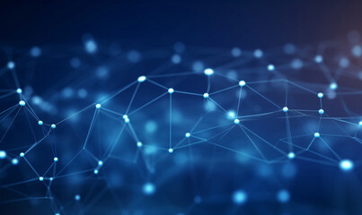 Abstract technology background. Network synaptic network connectivity. Futuristic electronics concept. Bokeh blur background.