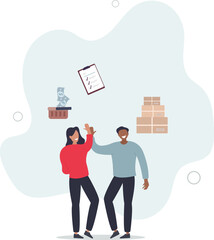 Wall Mural - Procurement work as supply chain and order processing.flat characters.