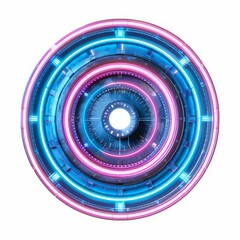 Wall Mural - futuristic glowing circle with blue and purple neon lights is suggesting a concept of technology and