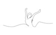 © Domestock - Continuous line art or One Line Drawing of a woman stretching arms is relaxing, Happy man and woman raising hands in an exercise of relax and breathing, one line continuous drawing.