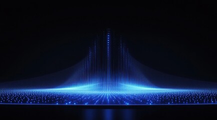 Wall Mural - abstract blue glowing background with particles and glow, black background