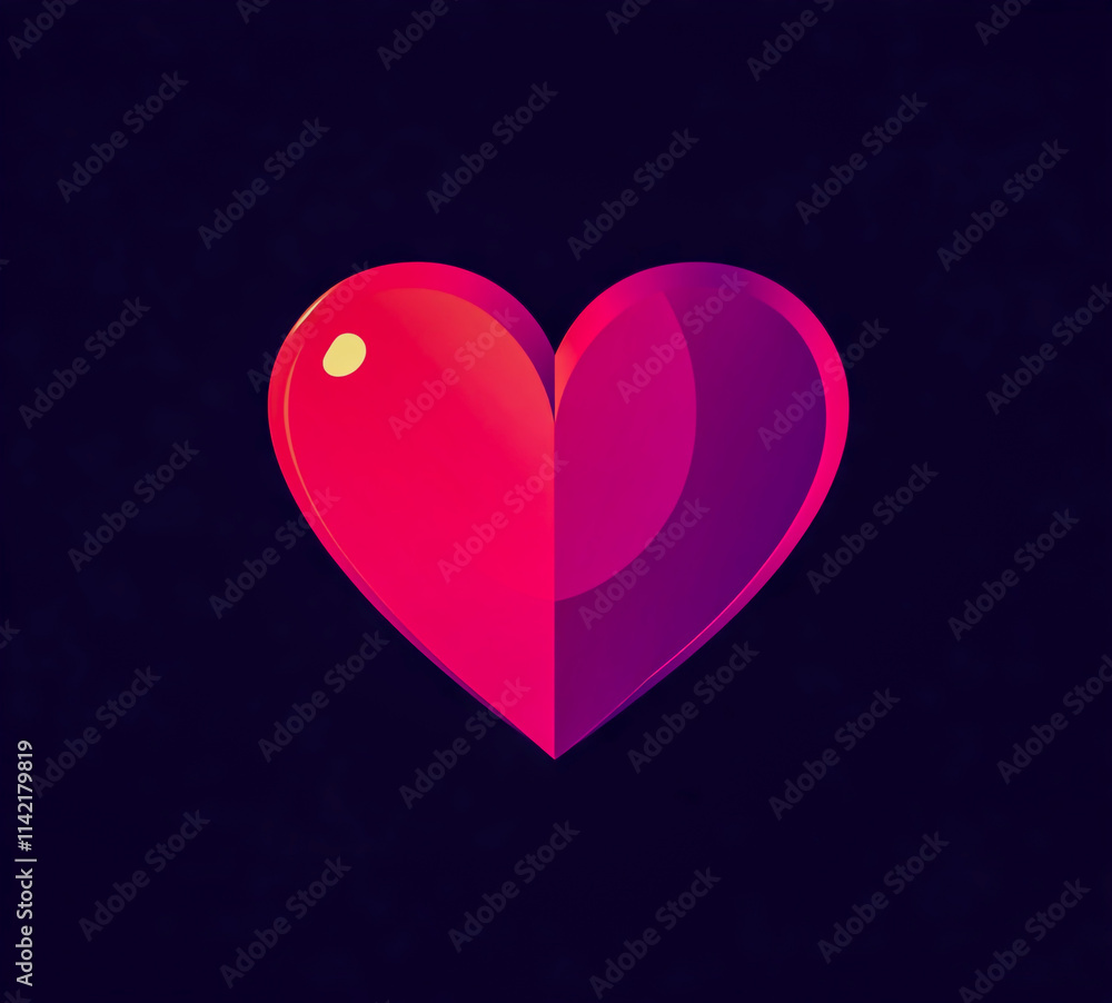 simple red heart, vector style, clip art on black background, no ...