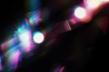 Aufkleber - Vibrant multicolor bokeh lights on dark background. Abstract design, perfect for modern art, technology projects.