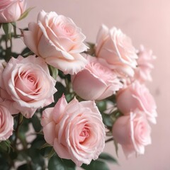 Wall Mural - Blurred light pink roses, gentle pastel backdrop, botanical, light pink