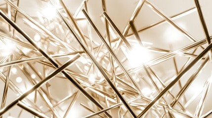 Wall Mural - Abstract golden light strands creating intricate geometric patterns