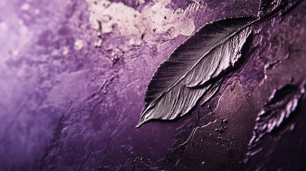 Canvas Print - Metallic Leaf on a Purple Textured Background