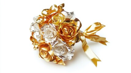 Wall Mural - Elegant Golden and Silver Flower Bouquet for Celebrations and Events