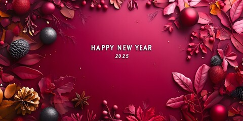 Poster - christmas greeting card，happy new year 2025