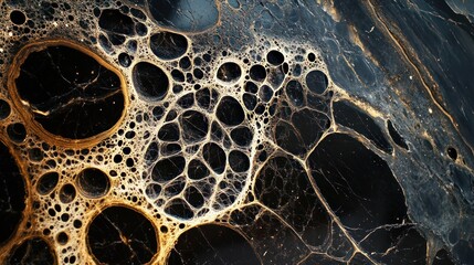 Poster - Abstract Golden Veins on Black: A Macrocosm of Cellular Structures