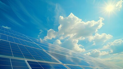 Wall Mural - solar cell in solar farm, alternative energy and sustainable energy, photovoltaic, pure energy renew