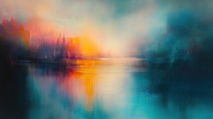 Canvas Print - Water Reflection of Sunset and Forest