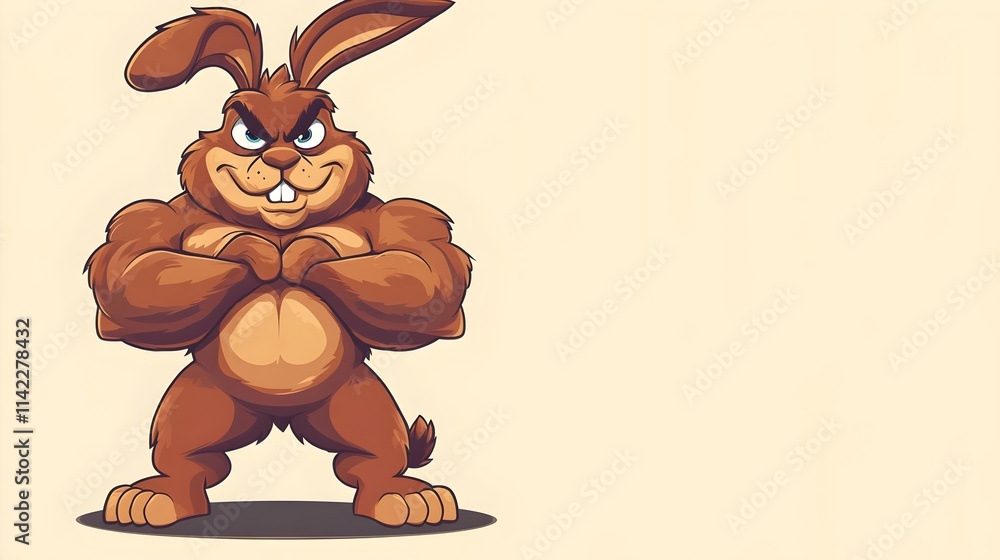 Strong Rabbit Gif A muscular cartoon rabbit character mascot flexing its strong muscles ...