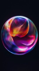 Wall Mural - Colorful sphere emitting vibrant light waves on a dark background