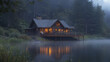 © THUA - cozy riverfront home with wooden deck and mist rising, creating serene atmosphere