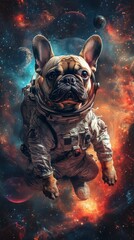 Wall Mural - french bulldog astronaut exploring the vastness of deep space