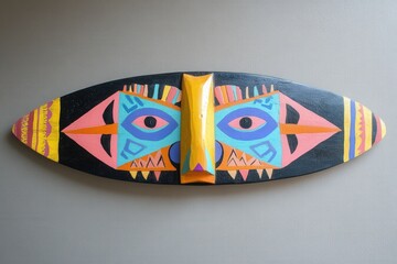 Wall Mural - Colorful painted mask on gray background