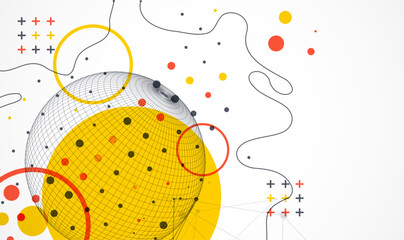 Abstract sphere background with plexus effect. 3D surface. Vector illustration.