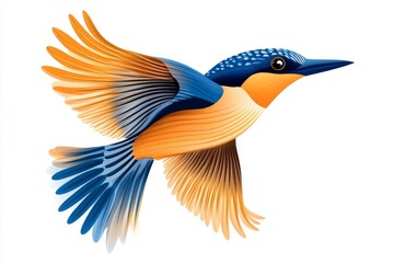 Leinwandbilder - A flat design of a single soaring bird with soft gradient colors, set against a white backdrop