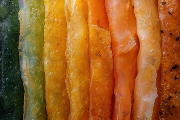 Wall Mural - Colorful fruit leather strips arranged in a gradient