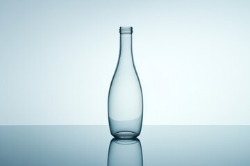 Wall Mural - Empty Glass Bottle on Reflective Surface