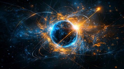 Leinwandbilder - Abstract visuals of planetary gravitational pull cosmic space digital art sci-fi environment wide-angle view energy concept