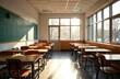 © Alena - school desks and board and light from the window