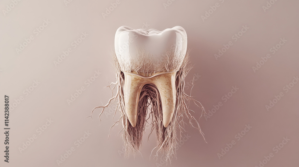 Names Of Tooth Roots detailed graphic of tooth showcasing its roots and crown, illustrating ...