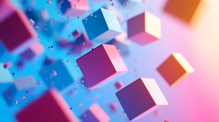 Wall Mural - Abstract Colorful Cubes Floating in Space