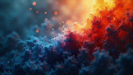 Wall Mural - abstract orange and blue background. generative ai.