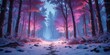 © Sayfar - Icy winter forest with colorful neon lights shining through snowy trees, ice, enchanted, forest, neon glow, cold