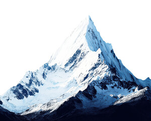 Wall Mural - snow-capped mountain peak isolated on a white background.