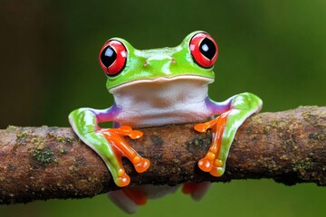 Aufkleber - A close-up of a tree frog face, with its large, expressive eyes and smooth, vibrant skin captured in perfect detail