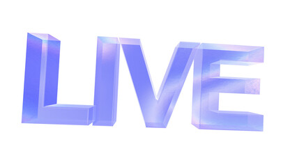 3d Live text with aberration effect isolated on a transparent background. Blue tone. 3d transparent elements for graphic design.