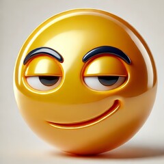 yellow smirking emoji in 3d with detailed shadows