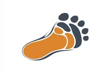 Poster - A minimalist illustration of a footprint icon, drawn with clean lines and soft gradients of beige and gray on a white background