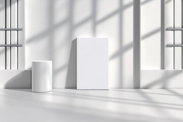 Aufkleber - A minimalist illustration of a rectangular frame with clean, geometric lines, drawn in soft monochromatic tones on a white background