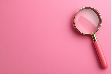 Poster - A minimalist illustration of a single magnifying glass focusing on a specific point, drawn in clean lines and soft monochromatic tones