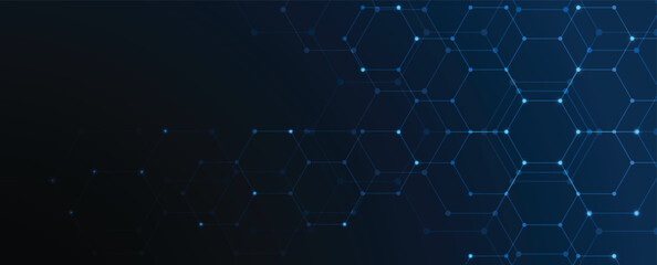 Aufkleber - Geometric hexagon abstract science and technology background
