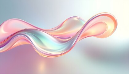 Aufkleber - Abstract orange liquid wavy shapes futuristic banner. Glowing retro waves background. Abstract iridescent fluid 3d renders dynamic wave background in pastel colors. Abstract fluid 3d render background