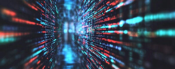 Fototapete - Programming code forming a tunnel of data flowing into digital space